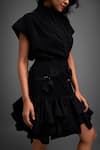 Shop_Deepika Arora_Black Rozella Crepe Embellished Applique High Pleated Top With Ruffle Skirt _Online_at_Aza_Fashions