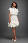 Buy_Deepika Arora_White Rozella Crepe Embellished Applique High Pleated Top With Ruffle Skirt _Online_at_Aza_Fashions