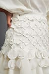 Deepika Arora_White Rozella Crepe Embellished Applique V-neck Textured Tiered Dress _at_Aza_Fashions