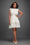 Buy_Deepika Arora_White Rozella Crepe Textured Applique Flat Collar Top With Geometric Skirt _at_Aza_Fashions