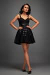 Buy_Deepika Arora_Black Ponte Roma Textured Applique Sweetheart Dress 