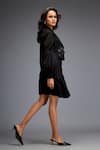 Buy_Deepika Arora_Black Ponte Roma Textured Applique Lapel Collar Embellished Jacket With Skirt 