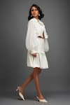 Shop_Deepika Arora_White Ponte Roma Textured Applique Lapel Collar Jacket With Skirt 