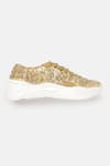 Shop_ZORI WORLD_Gold Embroidered Jaisalmer Ayat Zardozi Sneakers _at_Aza_Fashions