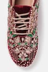 Shop_ZORI WORLD_Red Embroidered Lucknow Ayat Gota Sneakers _Online_at_Aza_Fashions