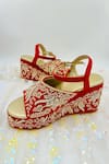 Buy_Rajasthani Stuff_Red Embroidery Giri Floral Wedges _at_Aza_Fashions