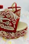 Rajasthani Stuff_Red Embroidery Giri Floral Wedges _Online_at_Aza_Fashions