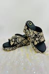 Buy_Rajasthani Stuff_Black Embroidery Hastashilp Nakshi Wedges _at_Aza_Fashions