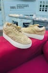 Shop_Rajasthani Stuff_Cream Embroidery Krit Sneakers _at_Aza_Fashions