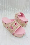 Shop_Rajasthani Stuff_Pink Embroidery Kuhu Floral Wedges _at_Aza_Fashions