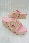 Rajasthani Stuff_Pink Embroidery Kuhu Floral Wedges _Online_at_Aza_Fashions