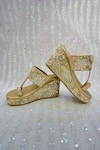 Shop_Rajasthani Stuff_Gold Embroidery Roshana Nakshi Wedges _at_Aza_Fashions