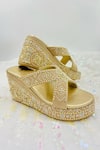 Rajasthani Stuff_Cream Embroidery Tatra Criss Cross Wedges _Online_at_Aza_Fashions