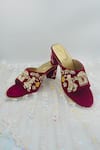 Buy_Rajasthani Stuff_Maroon Embroidered Chitrak Velvet Zari Heels _at_Aza_Fashions