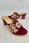 Shop_Rajasthani Stuff_Maroon Embroidered Chitrak Velvet Zari Heels _at_Aza_Fashions