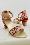 Rajasthani Stuff_Red Embroidered Firaki Zari Floral Heels _Online_at_Aza_Fashions