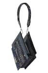 ADISEE_Black Ajrakh Textured Handwoven Wrist Bag _at_Aza_Fashions