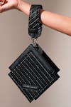 Buy_ADISEE_Black Ajrakh Textured Zari Work Wrist Bag _Online_at_Aza_Fashions