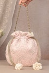 Buy_AMYRA_Pink Thread Rhea Embroidered Potli Bag _at_Aza_Fashions