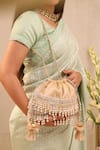 Shop_AMYRA_Multi Color Thread Organza And Pearl Work Potli Bag _at_Aza_Fashions