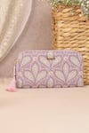 Buy_AMYRA_Purple Thread Nyra And Sequin Embroidered Wallet _at_Aza_Fashions