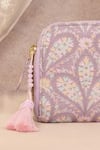 AMYRA_Purple Thread Nyra And Sequin Embroidered Wallet _Online_at_Aza_Fashions