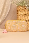 Buy_AMYRA_Yellow Thread Nyra Embroidered Wallet _at_Aza_Fashions