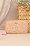 Buy_AMYRA_Yellow Thread Nyra Embroidered Wallet _Online_at_Aza_Fashions