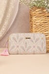 AMYRA_Off White Thread Nyra Work Wallet _Online_at_Aza_Fashions