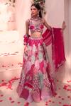 Buy_Label Astha Chhabra_Pink Organza Hand Embellished Applique Cut-out Lehenga Set _at_Aza_Fashions