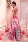 Shop_Label Astha Chhabra_Pink Organza Hand Embellished Applique Cut-out Lehenga Set _at_Aza_Fashions