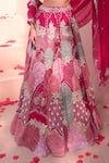 Label Astha Chhabra_Pink Organza Hand Embellished Applique Cut-out Lehenga Set _Online_at_Aza_Fashions