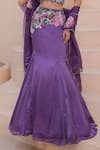 Buy_Label Astha Chhabra_Purple Satin Georgette Hand Embellished Floral Applique Detailed Lehenga Set _Online_at_Aza_Fashions