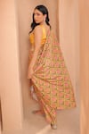 Shop_Label Astha Chhabra_Yellow Crepe Hand Embellished Gota Botanical Print Pre-draped Saree With Blouse _at_Aza_Fashions