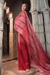 Buy_Label Astha Chhabra_Red Milano Satin Hand Embroidered Stripe Detailed Pre-draped Saree With Blouse _Online_at_Aza_Fashions