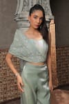 Buy_Label Astha Chhabra_Green Glass Organza Hand Sequin Structured Top With Bell Bottom Pant _Online_at_Aza_Fashions