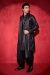 Jubinav Chadha_Black Embroidered Mirror And Work Kurta Salwar Set _Online_at_Aza_Fashions