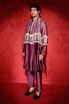 Shop_Jubinav Chadha_Purple Chanderi Embroidered Colourblock Kurta Pant Set _Online_at_Aza_Fashions