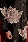 Jubinav Chadha_Black Chanderi Embroidery Lotus Pearl Kurta With Pant _Online_at_Aza_Fashions