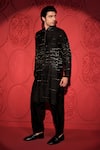 Shop_Jubinav Chadha_Black Kattan Silk Embroidery Sequins Woven Kurta With Salwar Pant _Online_at_Aza_Fashions