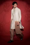 Buy_Jubinav Chadha_White Kattan Silk Embroidery Sequins Mirror Woven Kurta And Pant Set _Online_at_Aza_Fashions