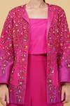 Shop_Nidhi Kejriwal_Pink Silk Embroidery Floral Jacket Front Open Garden And Palazzo Set _Online_at_Aza_Fashions