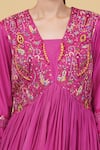 Nidhi Kejriwal_Pink Silk Embroidery Kashmiri Paisley V Neck Anarkali With Dupatta _at_Aza_Fashions