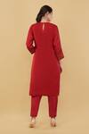 Shop_Nidhi Kejriwal_Red Silk Embroidery Metal Coin Round Neck Tribal Kurta With Salwar _at_Aza_Fashions