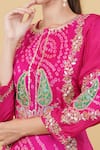 Buy_Nidhi Kejriwal_Pink Silk Embroidery Paisley Round Bandhej Panel Pattern Kurta With Dhoti Pant _Online_at_Aza_Fashions