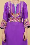 Shop_Nidhi Kejriwal_Purple Silk Embroidery Dabka Notched Neck Floral Garden Yoke Kurta With Pant _Online_at_Aza_Fashions