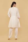 Shop_Nidhi Kejriwal_Cream Handloom Cotton Embroidery Abstract Round Neck Contrast Kurta With Pant _at_Aza_Fashions