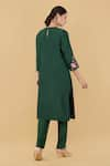 Shop_Nidhi Kejriwal_Green Dupian Silk Embroidery Lord Krishna Round Neck Kurta With Pant _at_Aza_Fashions