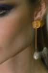 Shop_MAALICIOUS JEWELRY_Gold Plated Pearls India Metal Coin Carved Earrings _at_Aza_Fashions