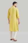 Shop_Blue Lotus Design_Yellow Cotton Plain Buttoned Placket Kurta And Pant Set _at_Aza_Fashions